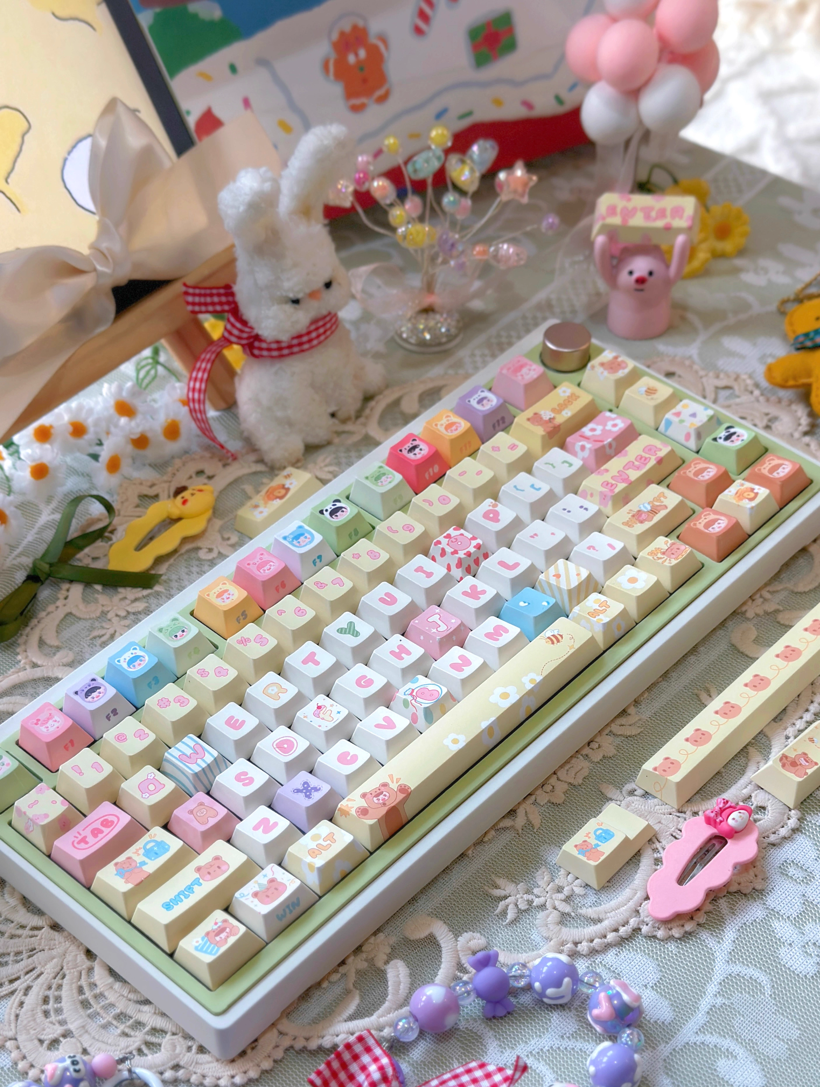 [In Stock] Sweet Bear Dye Sublimation PBT Cherry Profile Keycaps