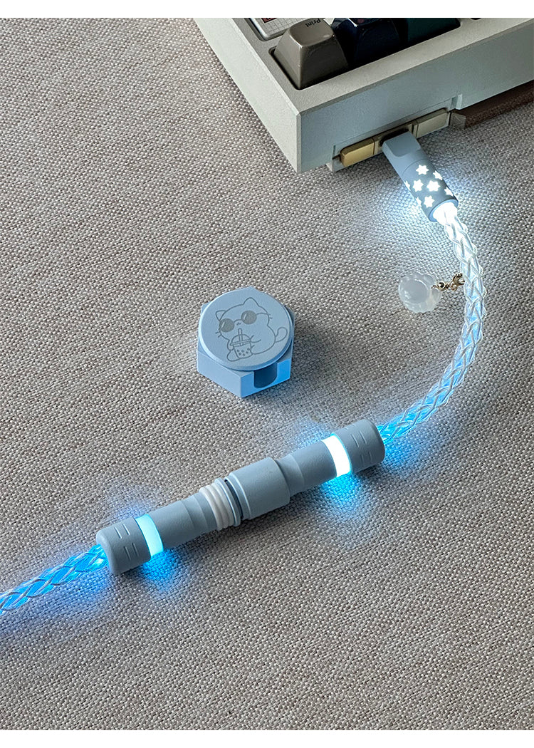 [In Stock] D29 Holiday-Single Crystal Copper Full Line Lighting White Blue Light Aviation Plug Keyboard Cable