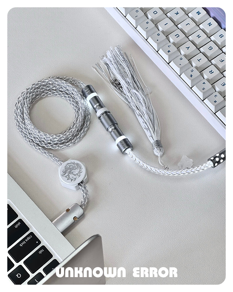 [In Stock] White Fox USB-C RGB Aviator Handmade Coiled Cable