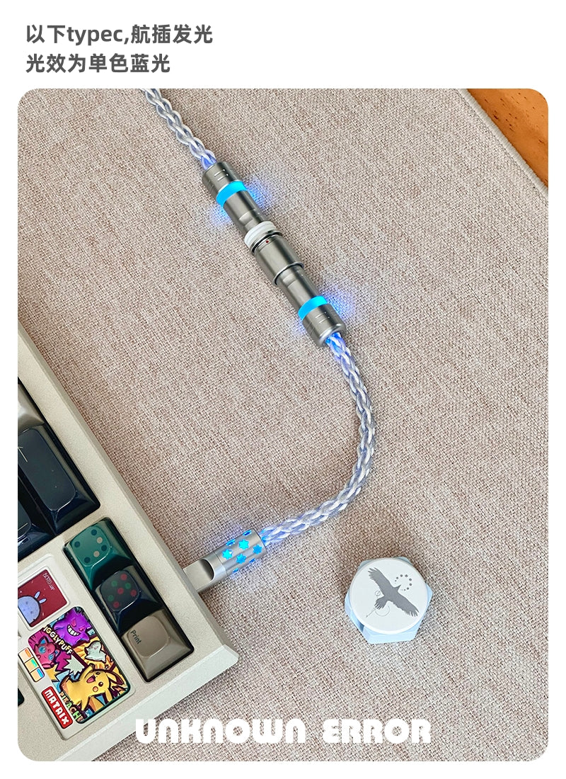 [In Stock] Blue Bird USB-C RGB Aviator Handmade Coiled Cable