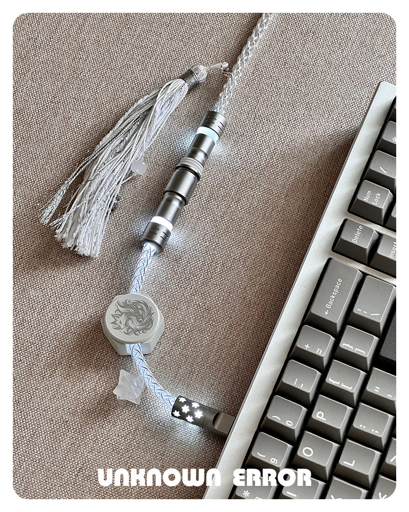 [In Stock] White Fox USB-C RGB Aviator Handmade Coiled Cable