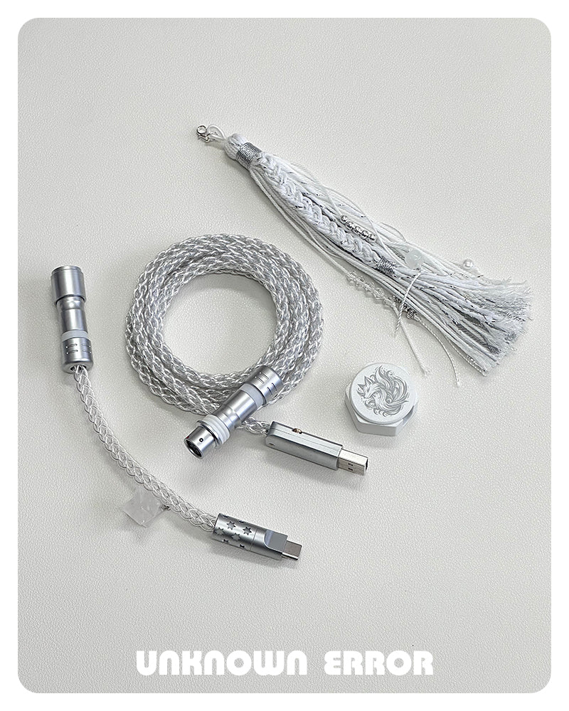 [In Stock] White Fox USB-C RGB Aviator Handmade Coiled Cable