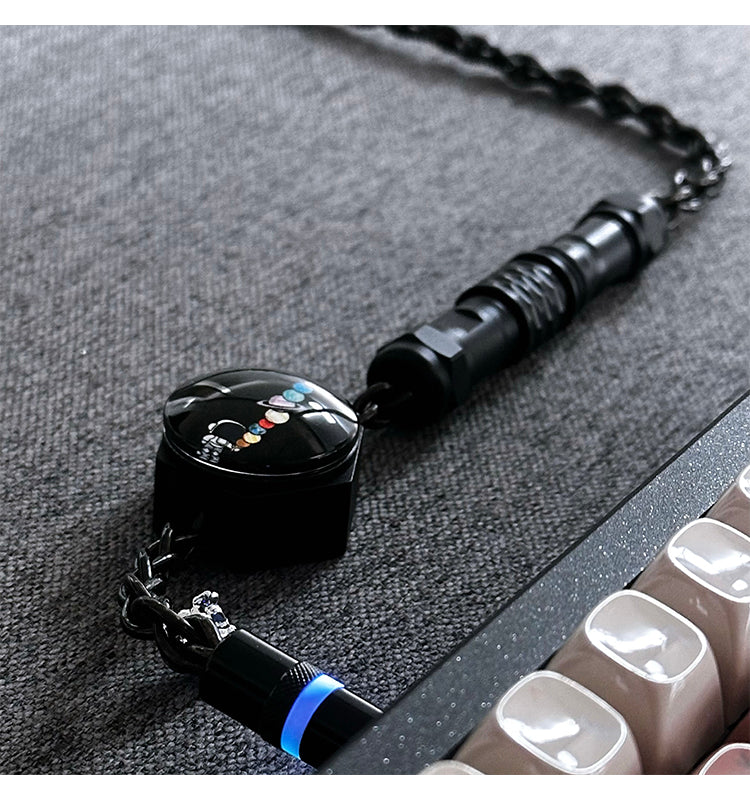 [In Stock] Astronaut Single Crystal Copper Four-Strand Aviation Plug Cable C-Port with Light Data Transmission Cable