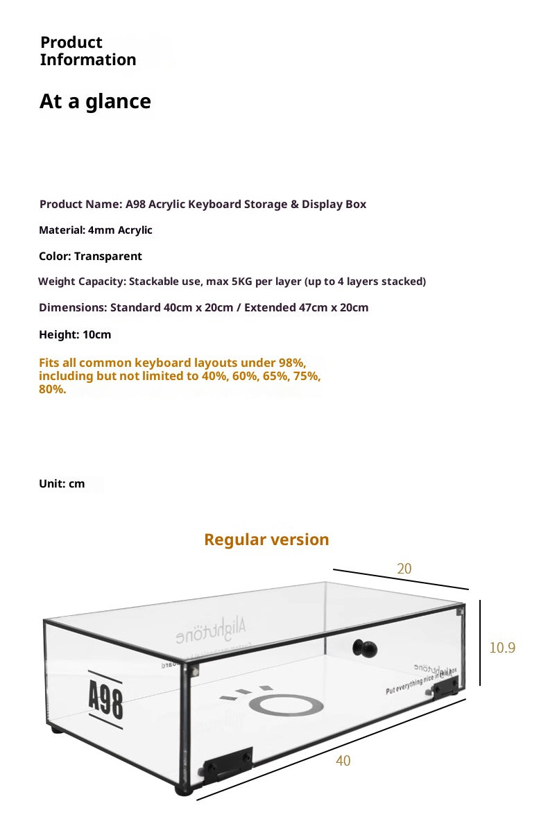 [In Stock] A98 High-Transparency Keyboard Storage & Display Case