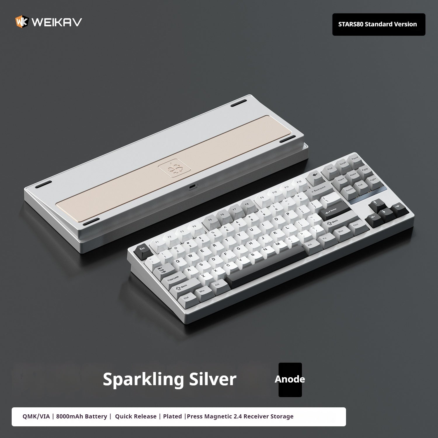 [In Stock] Weikav STARS80 Standard Version Mechanical Keyboard, Aluminum , Tri-mode, Suitable for Office Use, Gaming, and Esports