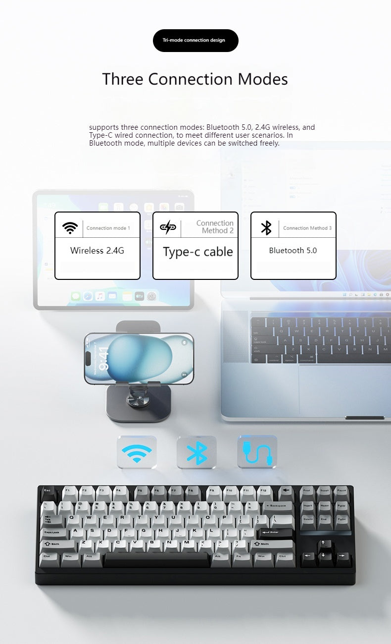 [In Stock] Weikav STARS80 Standard Version Mechanical Keyboard, Aluminum , Tri-mode, Suitable for Office Use, Gaming, and Esports