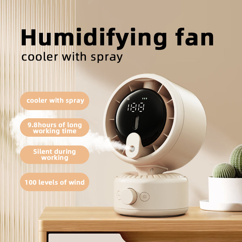 [In Stock] Humidifying Atomization Automatic Oscillating Desktop Air Circulation Fan
