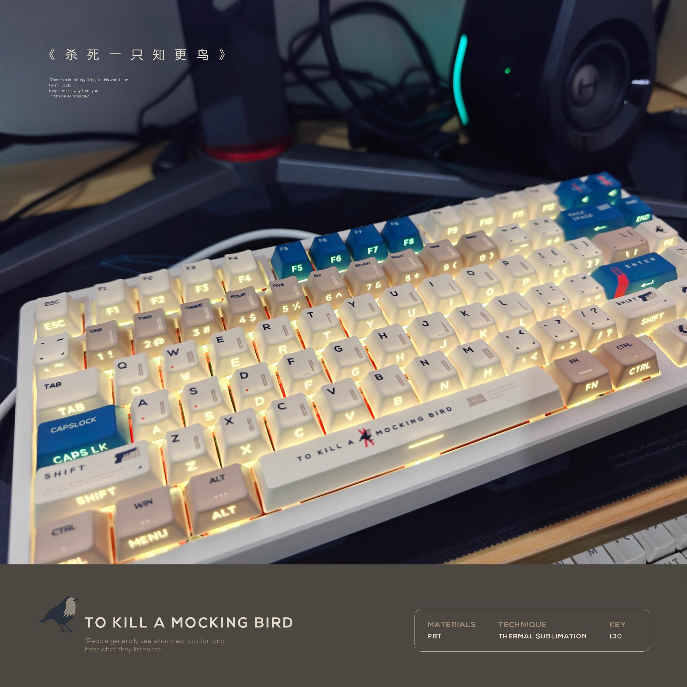 [In Stock] Tp Kill A Mocking Bird Dye Sublimation PBT Cherry Profile  Keycaps