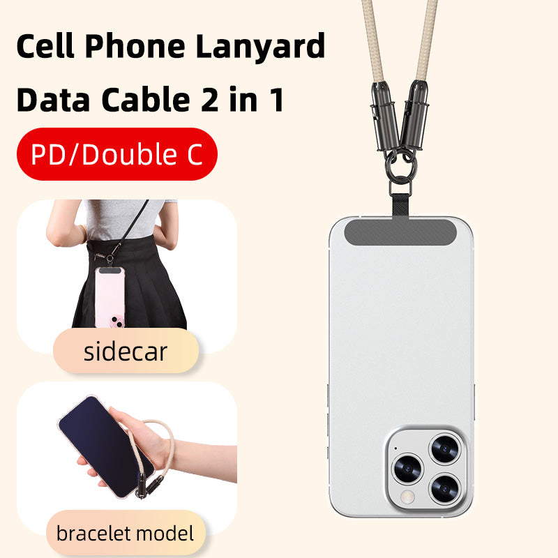[In Stock] Cell Phone Lanyard Data Portable Charging Cable 2 in 1