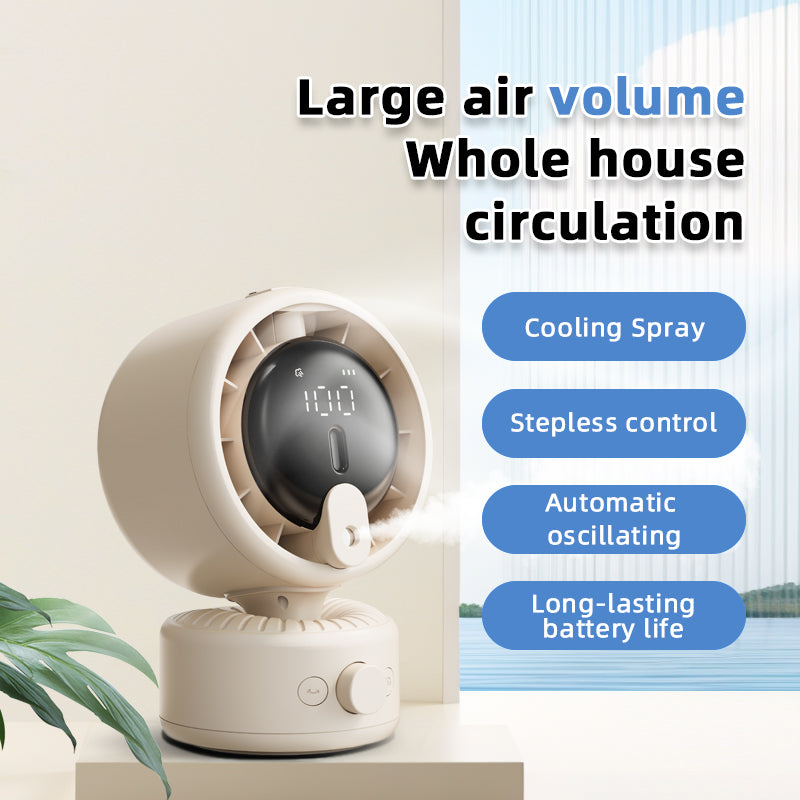 [In Stock] Humidifying Atomization Automatic Oscillating Desktop Air Circulation Fan