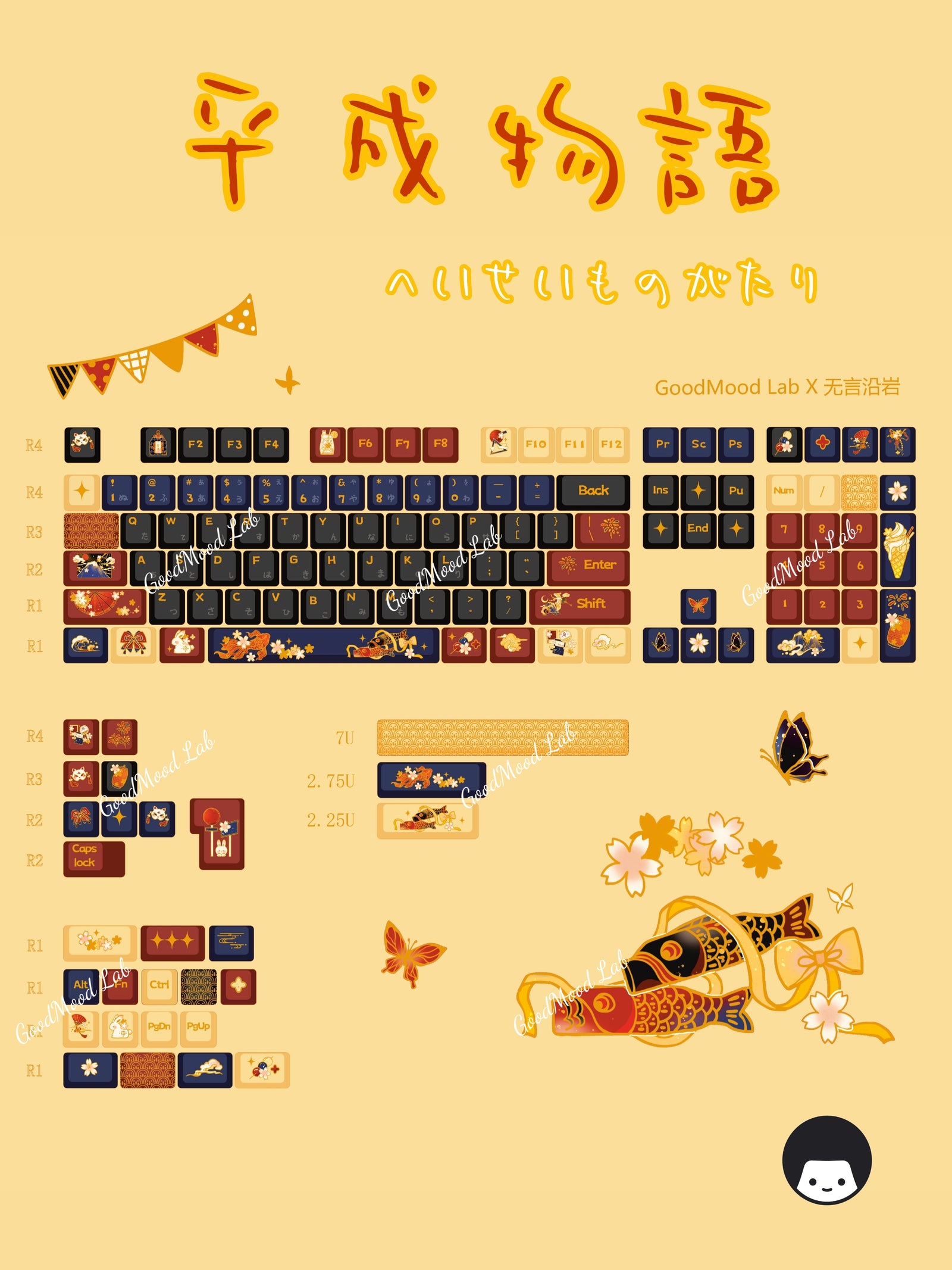 [In Stock] HeiSei Monogatari Japanese Root PBT Cherry Keycaps