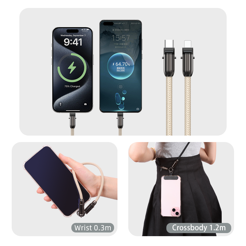 [In Stock] Cell Phone Lanyard Data Portable Charging Cable 2 in 1