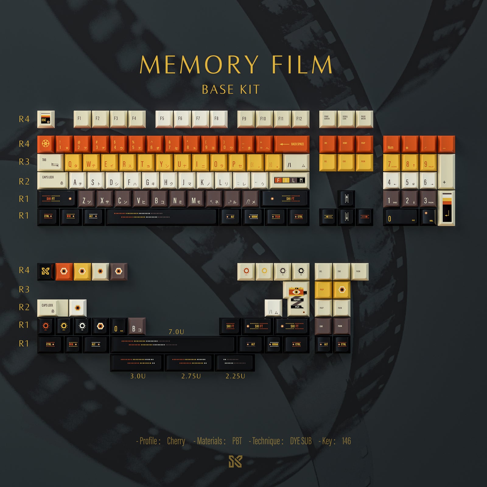 [In Stock] Memory Film Japanese Root Dye Sublimation PBT Cherry Profile Keycaps
