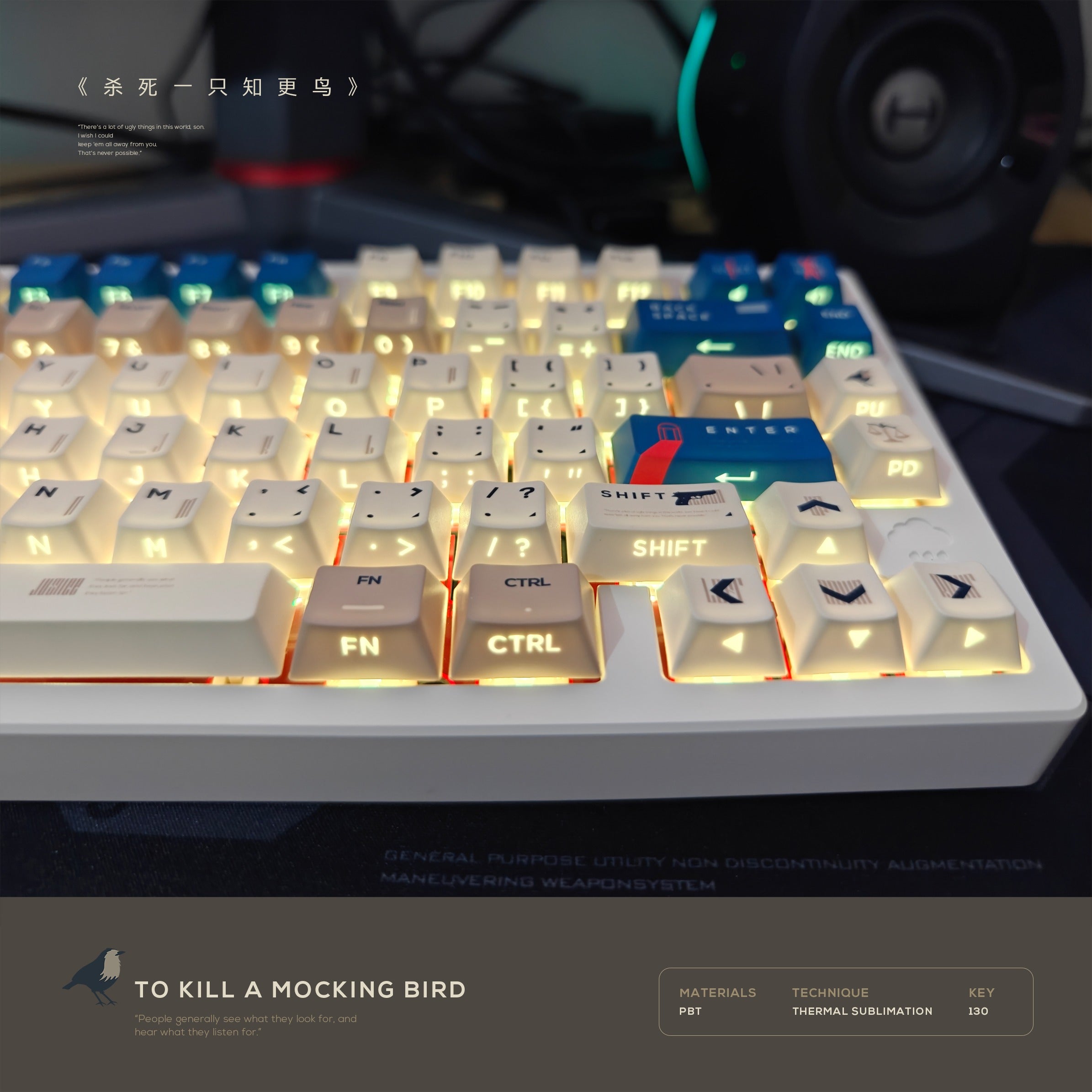 [In Stock] Tp Kill A Mocking Bird Dye Sublimation PBT Cherry Profile  Keycaps