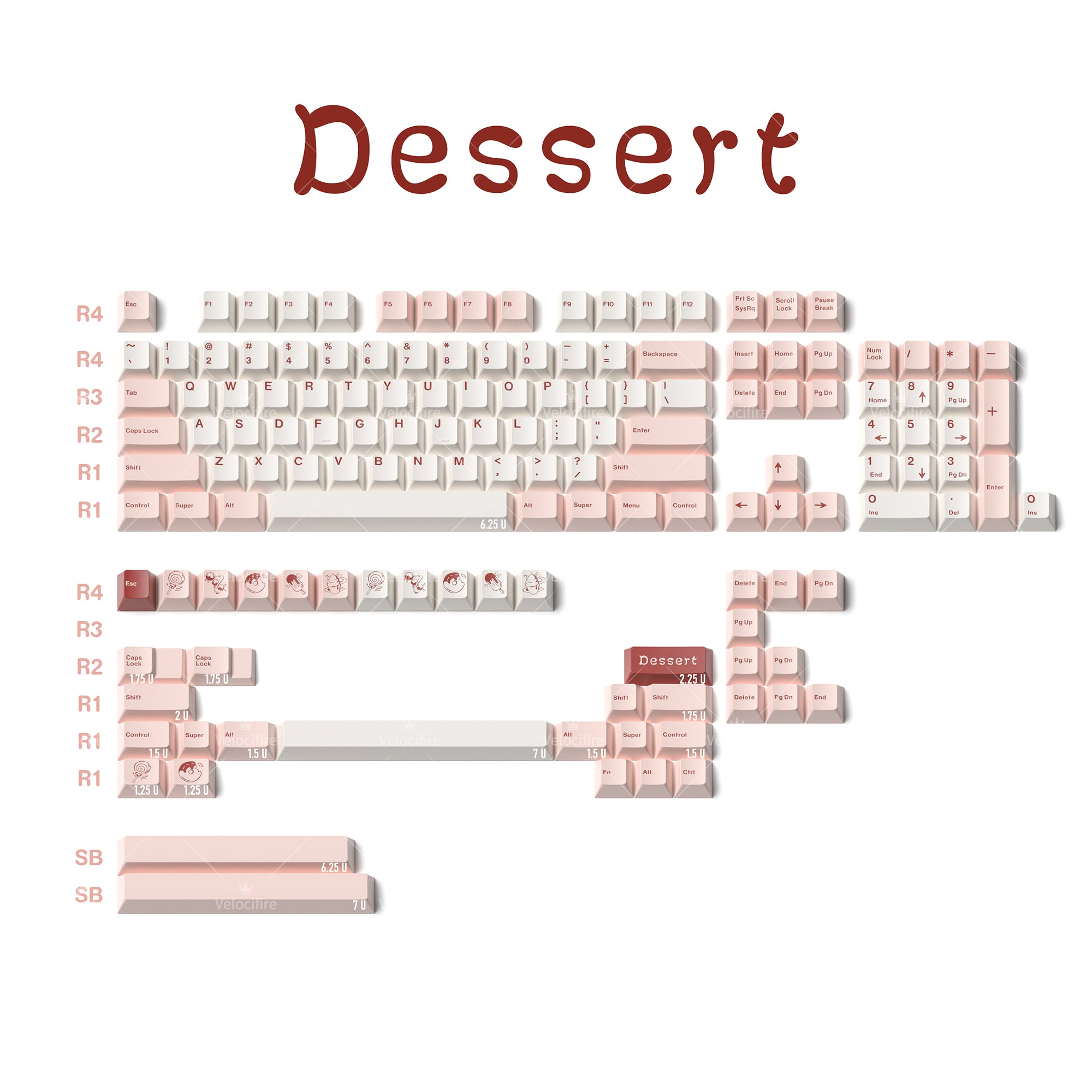 [In Stock] Dessert Cherry Profile Dye Sublimation PBT Keycaps