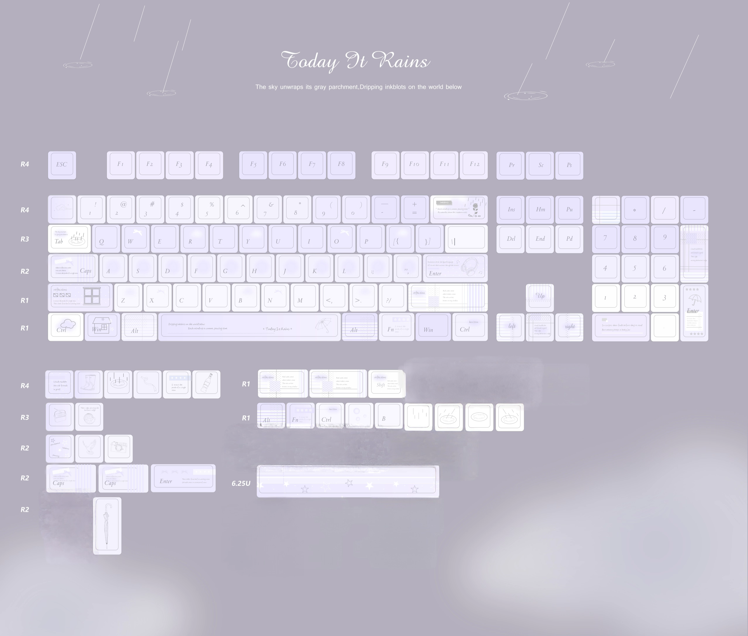 [In Stock] Today It Rains Dye Sublimation PBT Cherry Profile Keycaps