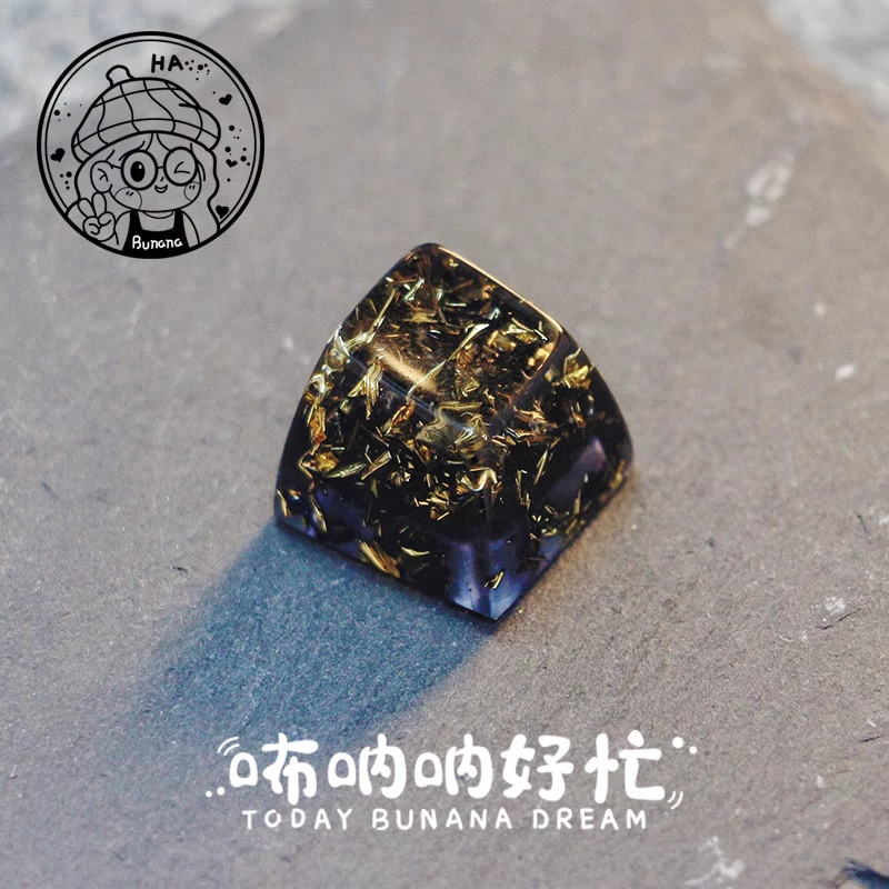 [In Stock] Gold Foil Glitter Resin Atisan Keycaps