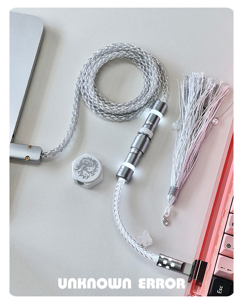 [In Stock] White Fox USB-C RGB Aviator Handmade Coiled Cable