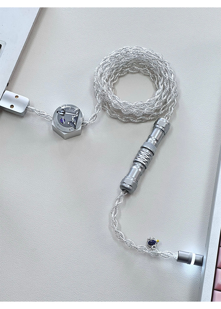 [In Stock] Astronaut Single Crystal Copper Four-Strand Aviation Plug Cable C-Port with Light Data Transmission Cable