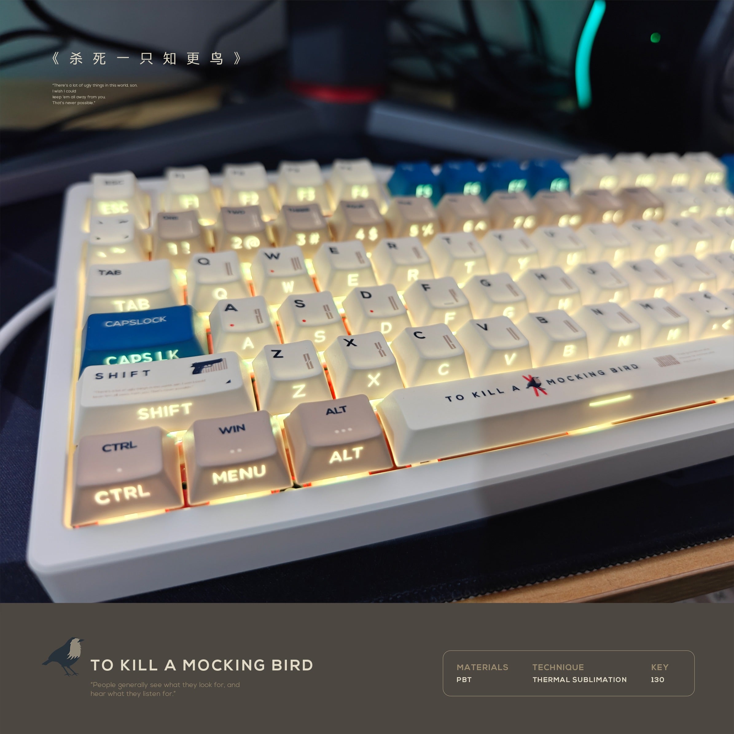 [In Stock] Tp Kill A Mocking Bird Dye Sublimation PBT Cherry Profile  Keycaps