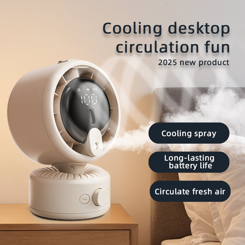 [In Stock] Humidifying Atomization Automatic Oscillating Desktop Air Circulation Fan