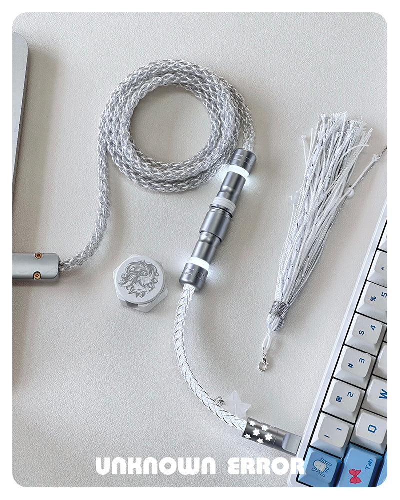 [In Stock] White Fox USB-C RGB Aviator Handmade Coiled Cable