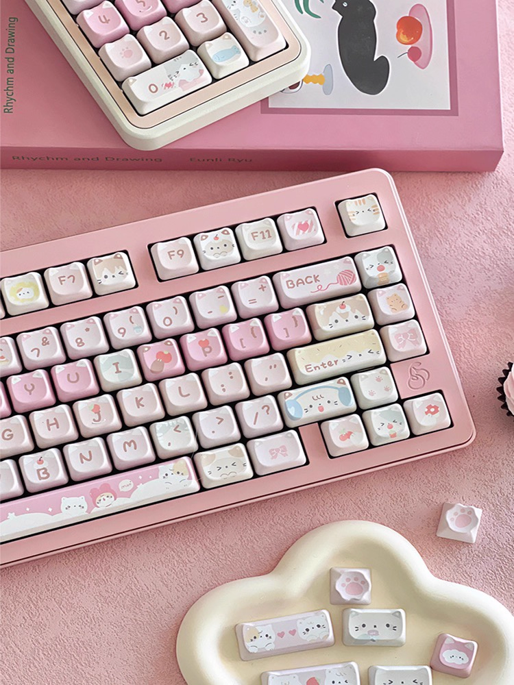 [In Stock] Kitty Squad Dye Sublimation PBT MAO Profile Keycaps