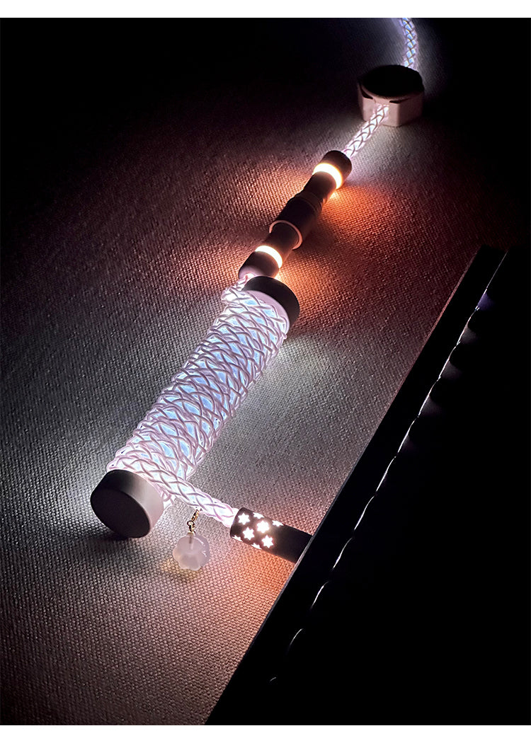 [In Stock] Pink Lazy Cat USB-C RGB Aviator Handmade Coiled Cable