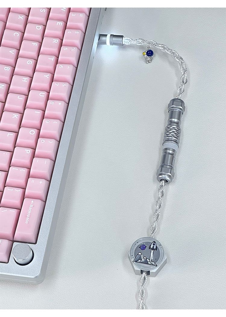 [In Stock] Astronaut Single Crystal Copper Four-Strand Aviation Plug Cable C-Port with Light Data Transmission Cable