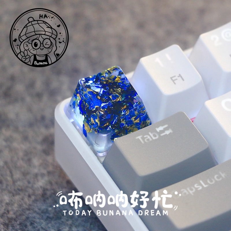 [In Stock] Gold Foil Glitter Resin Atisan Keycaps