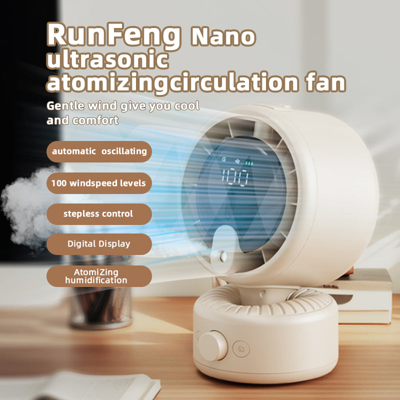[In Stock] Humidifying Atomization Automatic Oscillating Desktop Air Circulation Fan