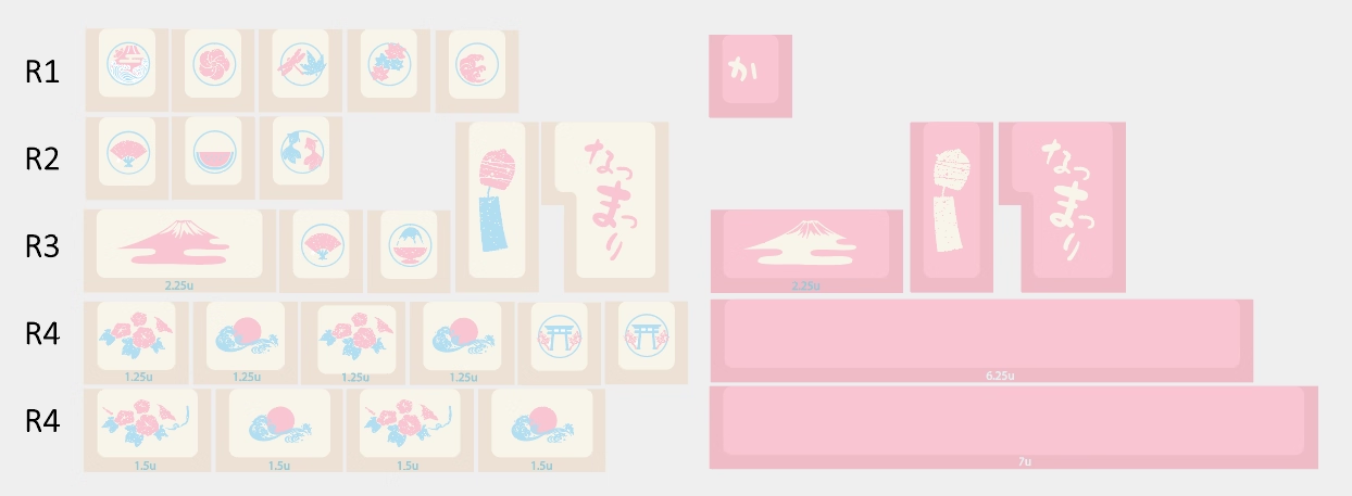 [In Stock] Natsu Matsuri Cherry Profile Dye Sublimation PBT Keycaps