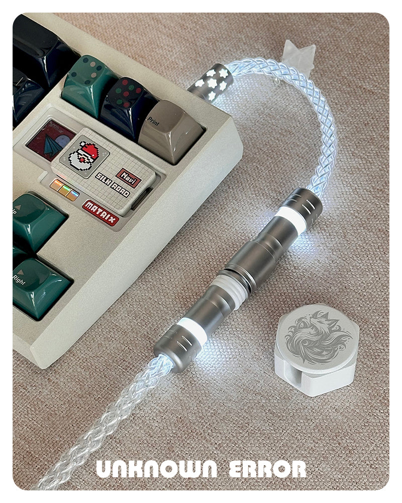 [In Stock] White Fox USB-C RGB Aviator Handmade Coiled Cable
