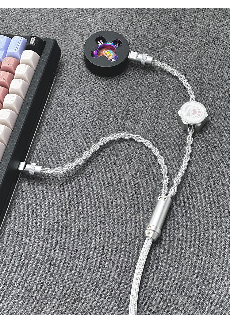 [In Stock] D27 One-to-two dual 8K gaming cable integrated aviation plug cable magnetic switch keyboard cable