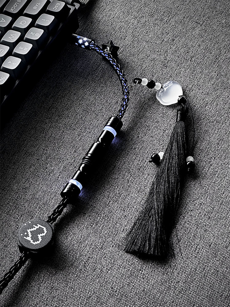 [In Stock] Ink Black USB-C RGB Aviator Handmade Coiled Cable