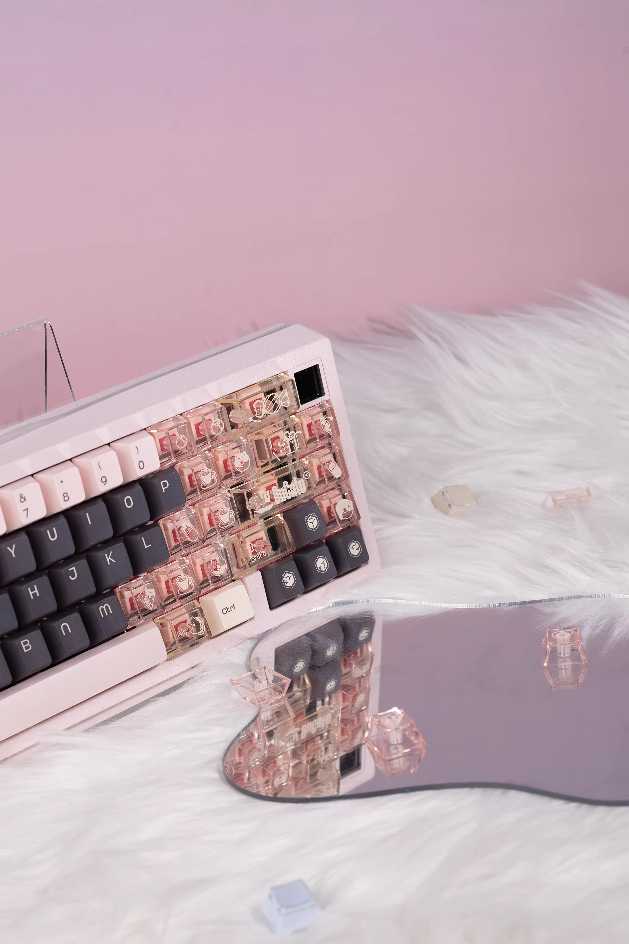 DuCato Cat-Themed PBT Keycaps Set – Cherry Profile, Dye Sublimation, Cute Desk Setup Mechanical Keyboard Keycaps