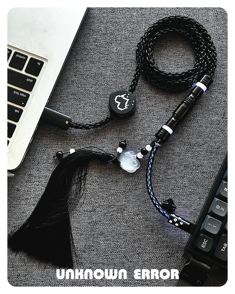 [In Stock] Ink Black USB-C RGB Aviator Handmade Coiled Cable