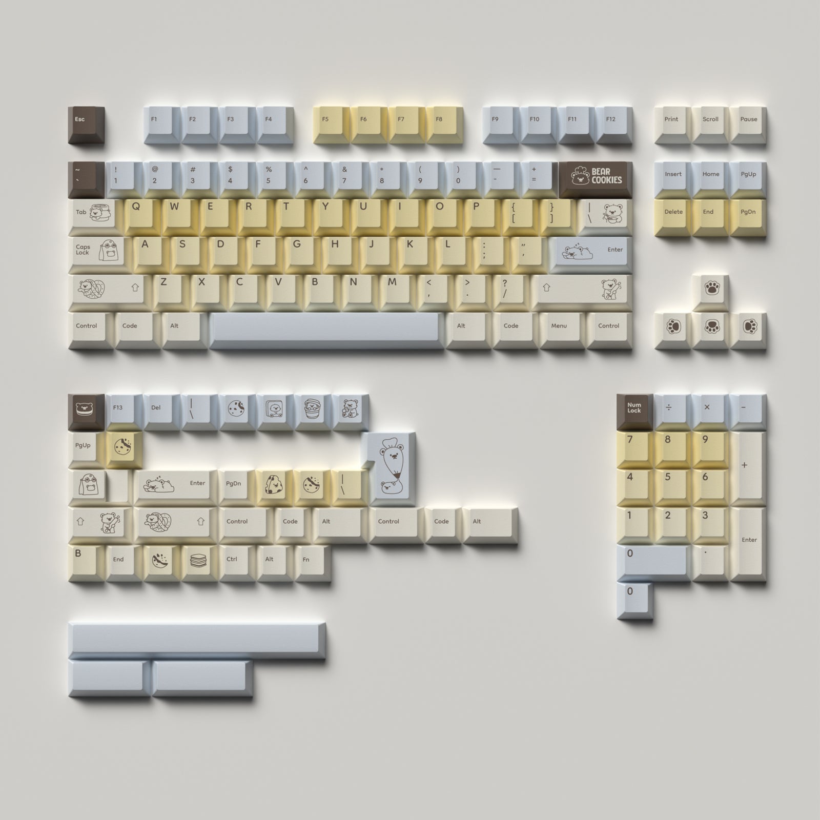 [In Stock] Bear Cookies Cherry Profile Dye Sublimation PBT Keycaps