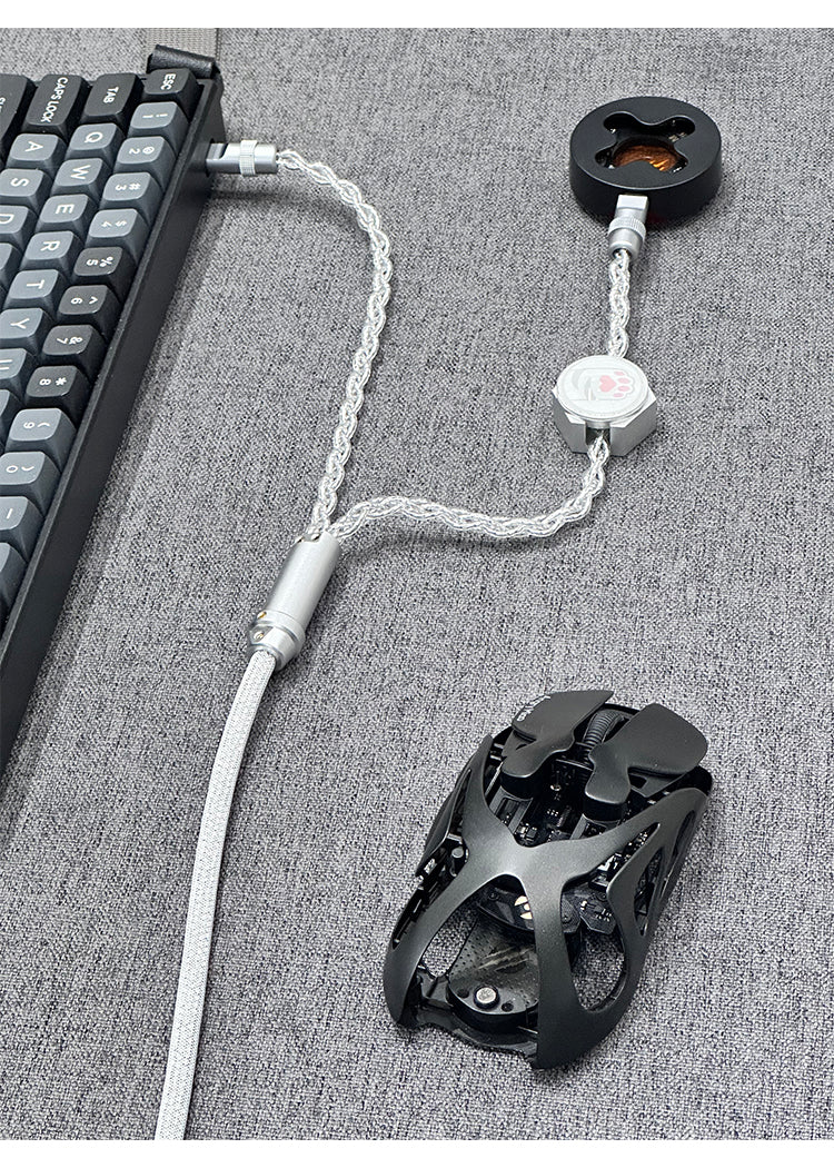 [In Stock] D27 One-to-two dual 8K gaming cable integrated aviation plug cable magnetic switch keyboard cable