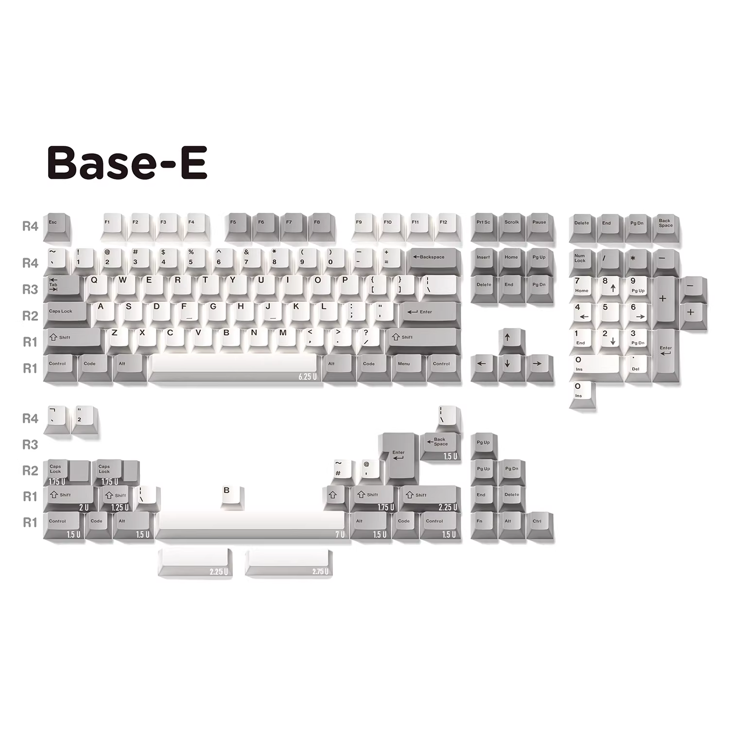 [In Stock] JKDK Light Gray-White Piano Piece PBT Dye Sublimation, Cherry Keycap