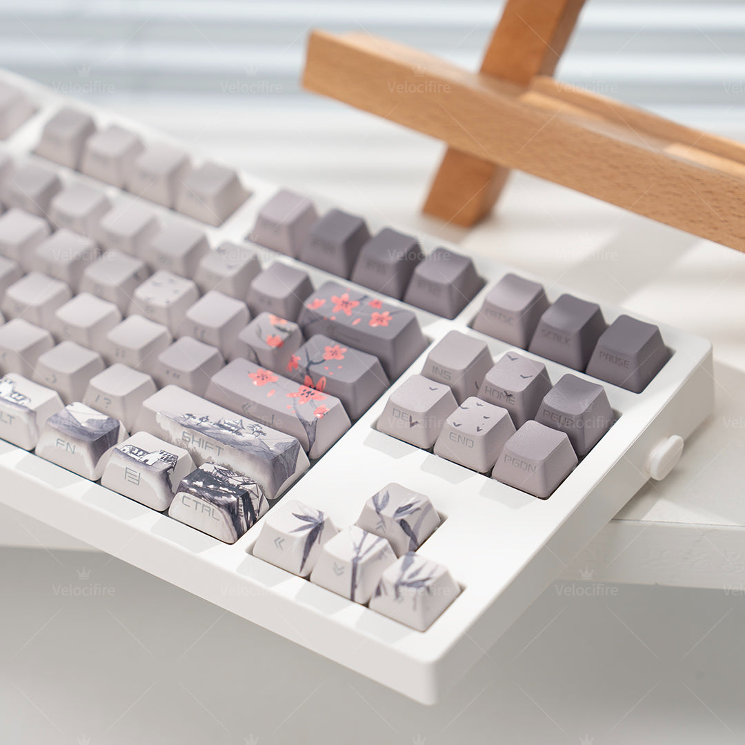 [In Stock] Peach Blossom OEM Profile Dye Sublimation PBT Shine Through Keycaps