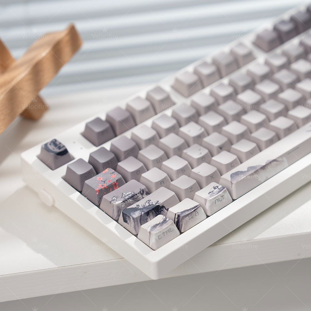 [In Stock] Peach Blossom OEM Profile Dye Sublimation PBT Shine Through Keycaps