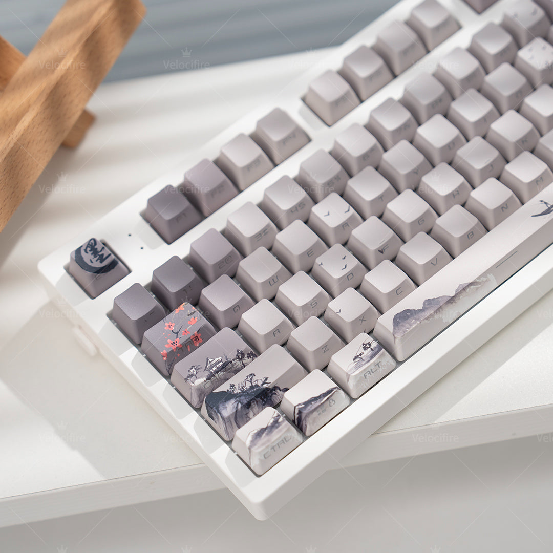 [In Stock] Peach Blossom OEM Profile Dye Sublimation PBT Shine Through Keycaps