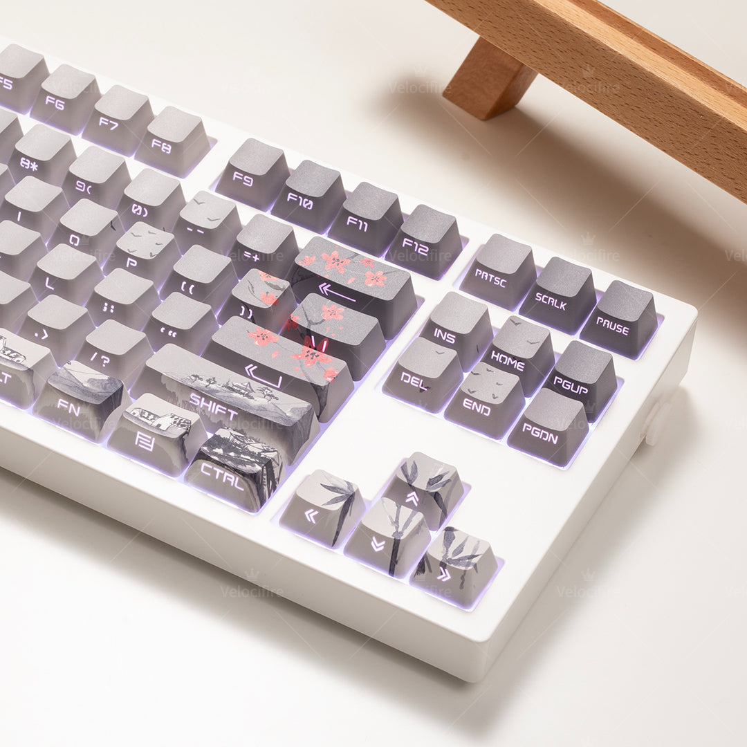 [In Stock] Peach Blossom OEM Profile Dye Sublimation PBT Shine Through Keycaps