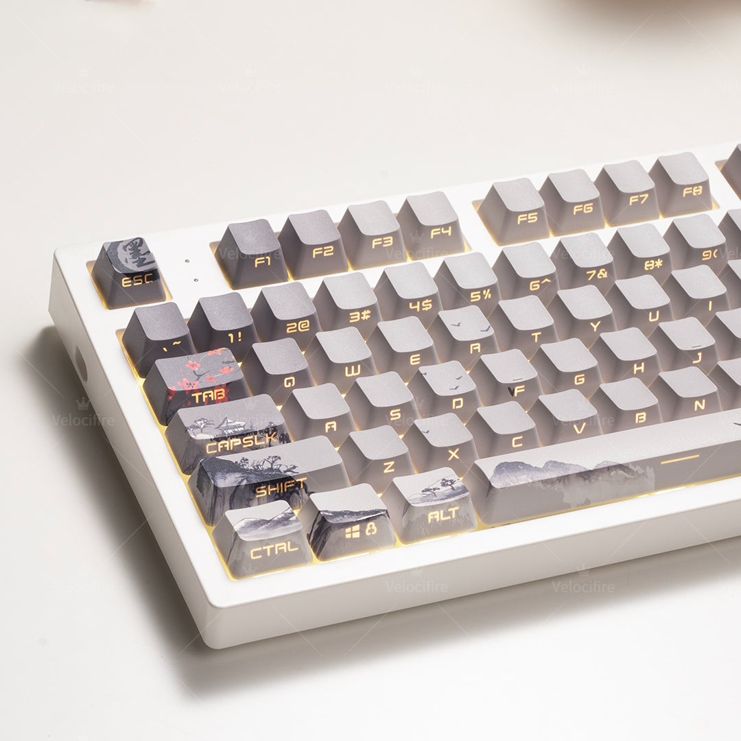 [In Stock] Peach Blossom OEM Profile Dye Sublimation PBT Shine Through Keycaps