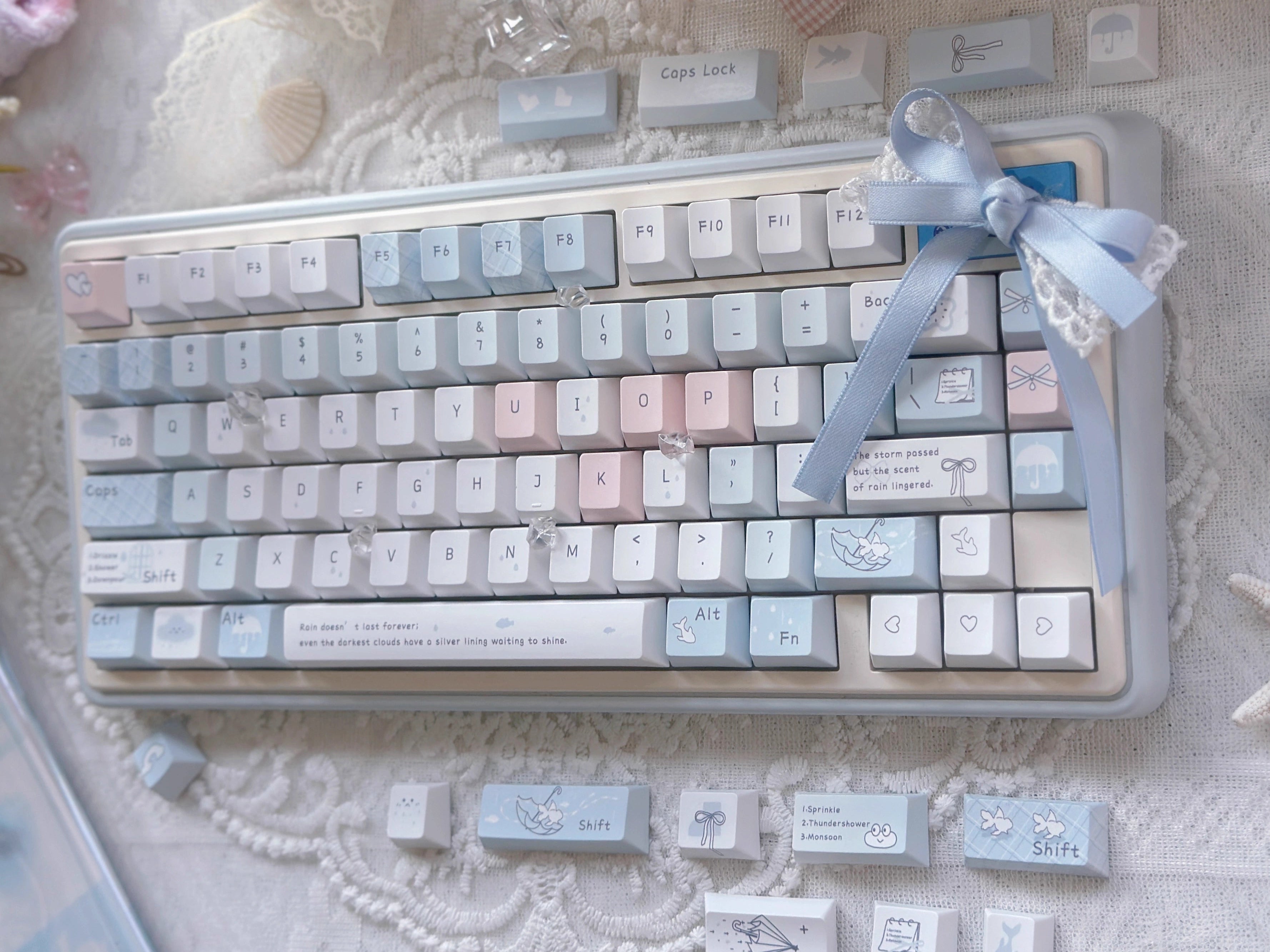 [In Stock] Blue Rain Dye Sublimation PBT Cherry Profile Keycaps