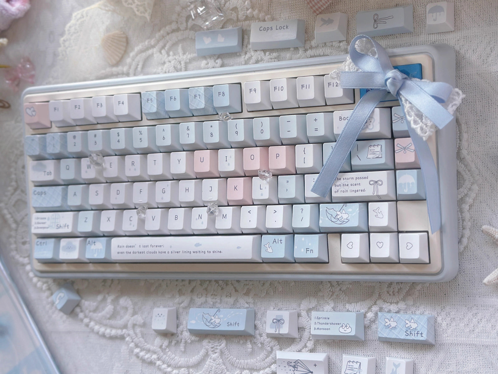 [In Stock] Blue Rain Dye Sublimation PBT Cherry Profile Keycaps