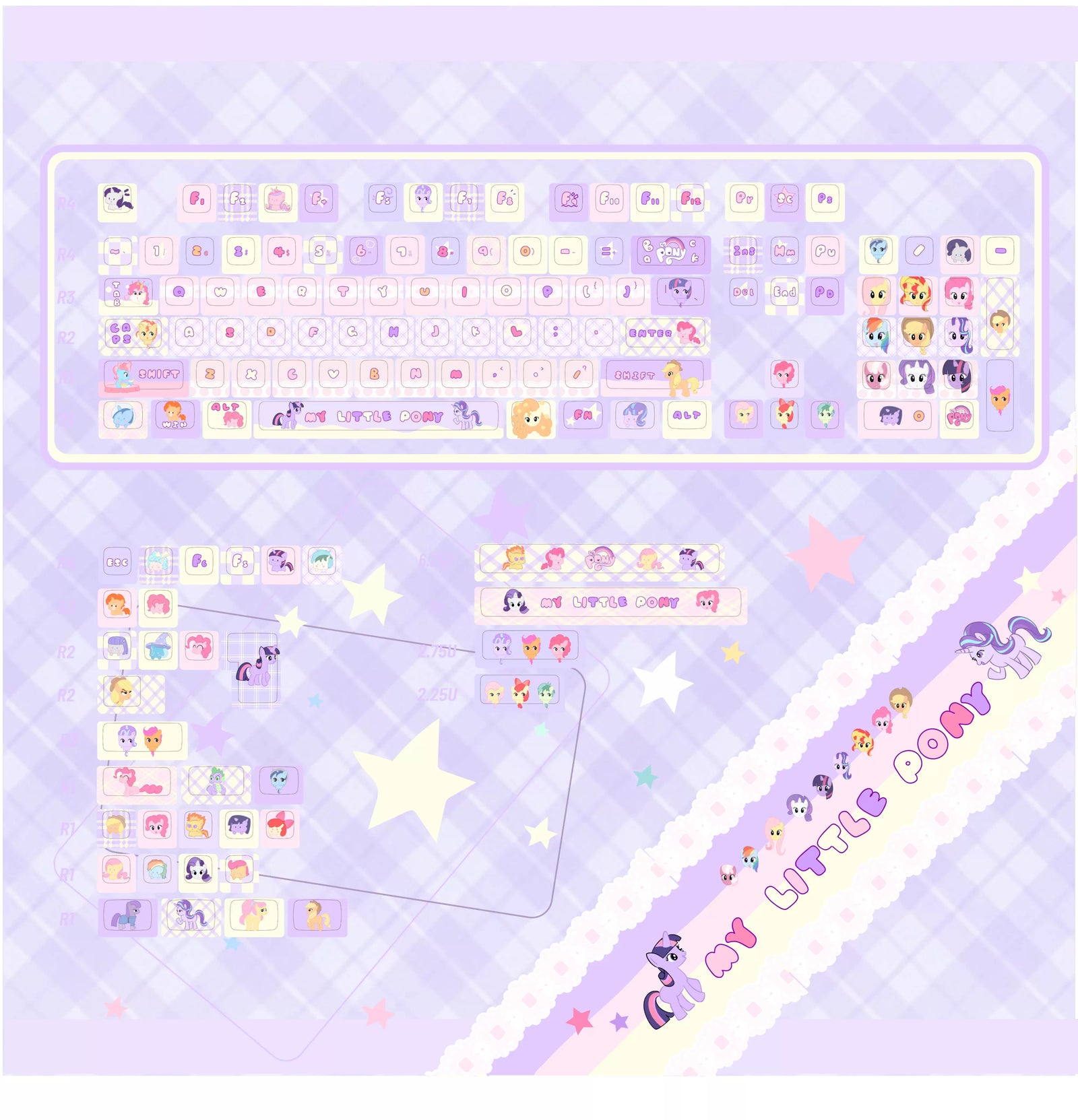 [In Stock] My Little Pony Dye Sublimation PBT MOA Profile Keycaps