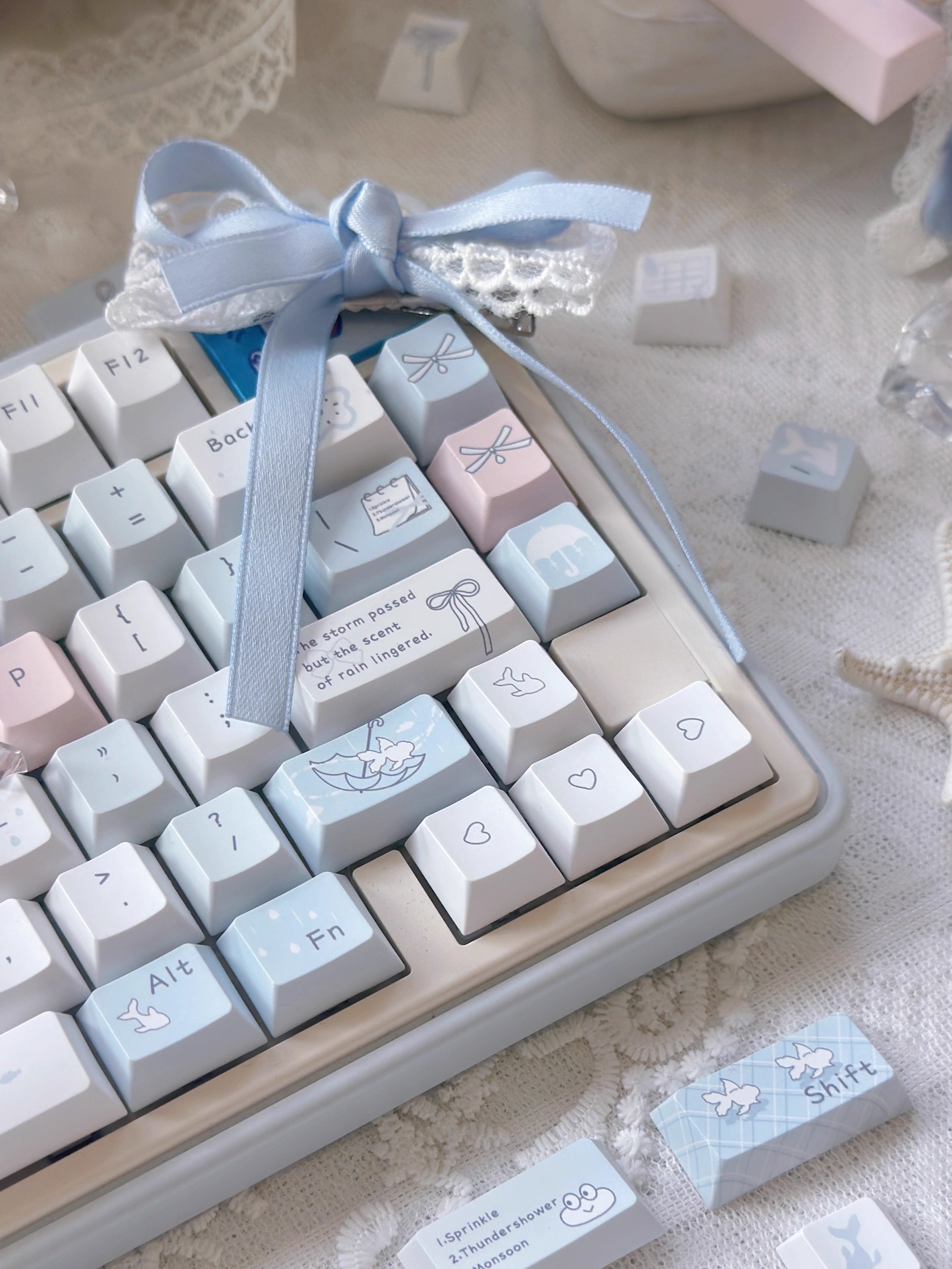 [In Stock] Blue Rain Dye Sublimation PBT Cherry Profile Keycaps