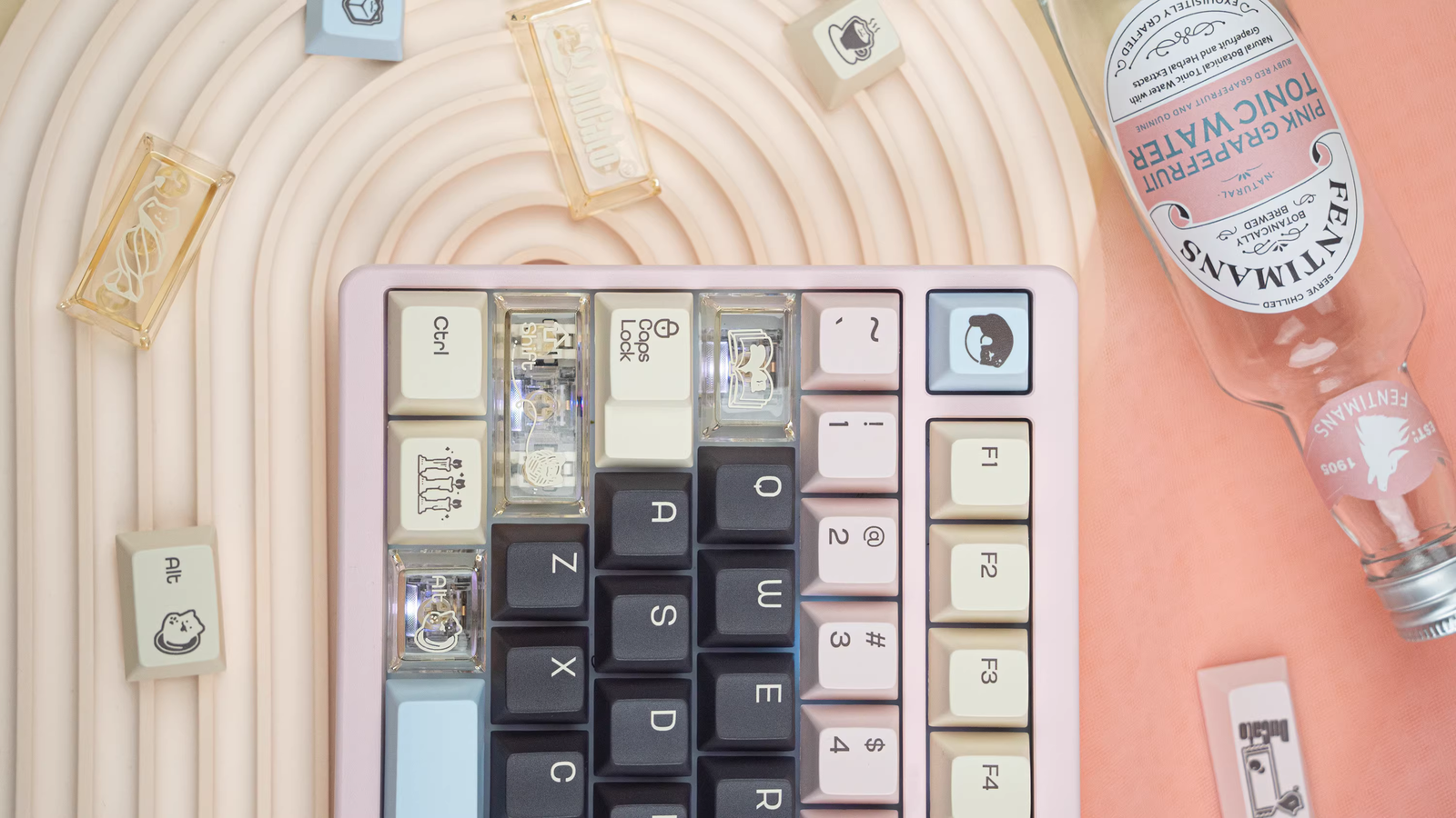 DuCato Cat-Themed PBT Keycaps Set – Cherry Profile, Dye Sublimation, Cute Desk Setup Mechanical Keyboard Keycaps